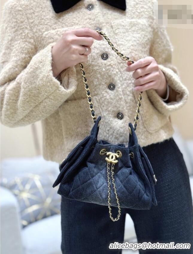 Good Product Chanel 25 Mini Handbag in Deep Blue Washed Denim AS5631 2026 Top Quality