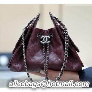 Shop Discount Chanel 25 Mini Handbag in Grained Calfskin AS5631 Burgundy/Silver 2026 Top Quality