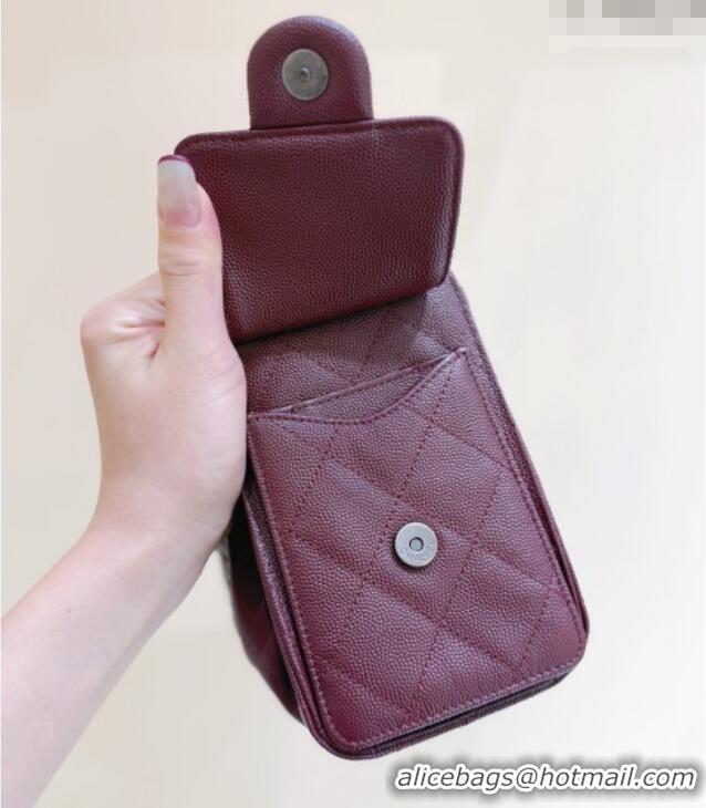 Shop Discount Chanel 25 Mini Handbag in Grained Calfskin AS5631 Burgundy/Silver 2026 Top Quality