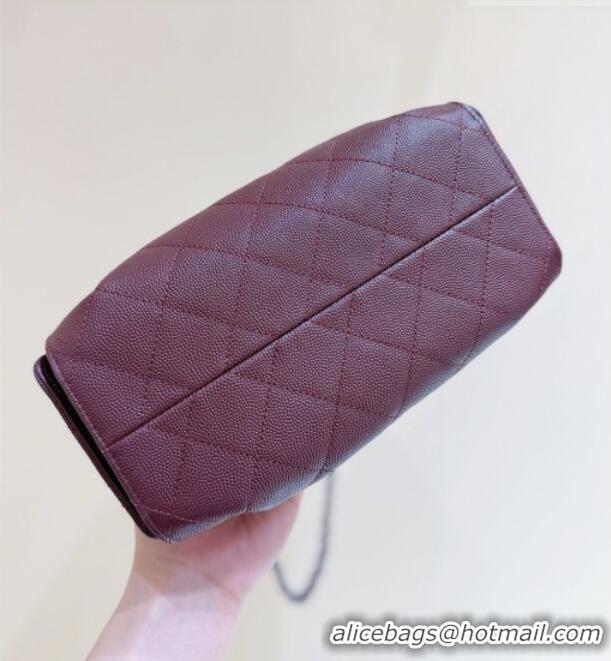 Shop Discount Chanel 25 Mini Handbag in Grained Calfskin AS5631 Burgundy/Silver 2026 Top Quality