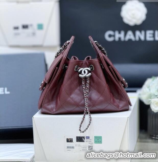 Shop Discount Chanel 25 Mini Handbag in Grained Calfskin AS5631 Burgundy/Silver 2026 Top Quality