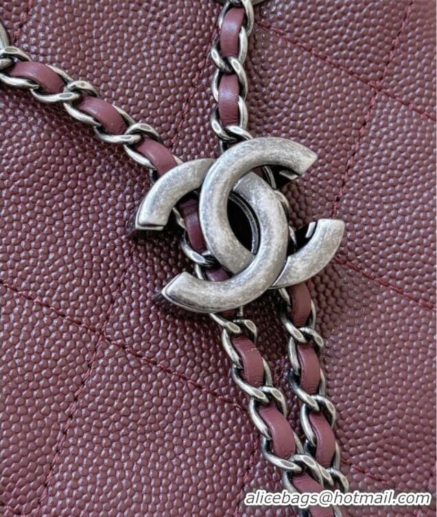 Shop Discount Chanel 25 Mini Handbag in Grained Calfskin AS5631 Burgundy/Silver 2026 Top Quality
