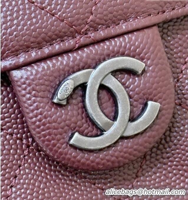 Shop Discount Chanel 25 Mini Handbag in Grained Calfskin AS5631 Burgundy/Silver 2026 Top Quality