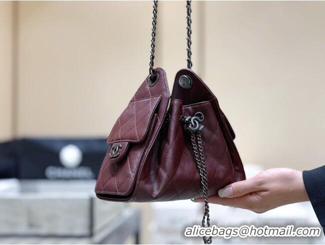 Shop Discount Chanel 25 Mini Handbag in Grained Calfskin AS5631 Burgundy/Silver 2026 Top Quality