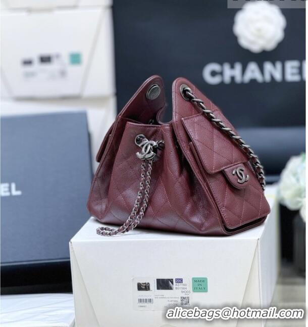 Shop Discount Chanel 25 Mini Handbag in Grained Calfskin AS5631 Burgundy/Silver 2026 Top Quality