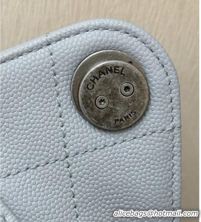 Promotional Chanel 25 Mini Handbag in Grained Calfskin AS5631 Light Blue/Silver 2026 Top Quality