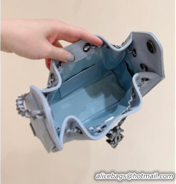 Promotional Chanel 25 Mini Handbag in Grained Calfskin AS5631 Light Blue/Silver 2026 Top Quality