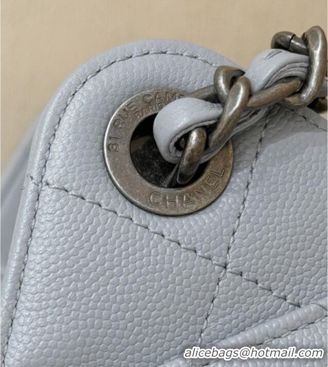 Promotional Chanel 25 Mini Handbag in Grained Calfskin AS5631 Light Blue/Silver 2026 Top Quality