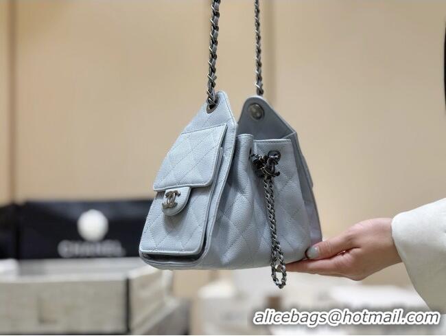 Promotional Chanel 25 Mini Handbag in Grained Calfskin AS5631 Light Blue/Silver 2026 Top Quality