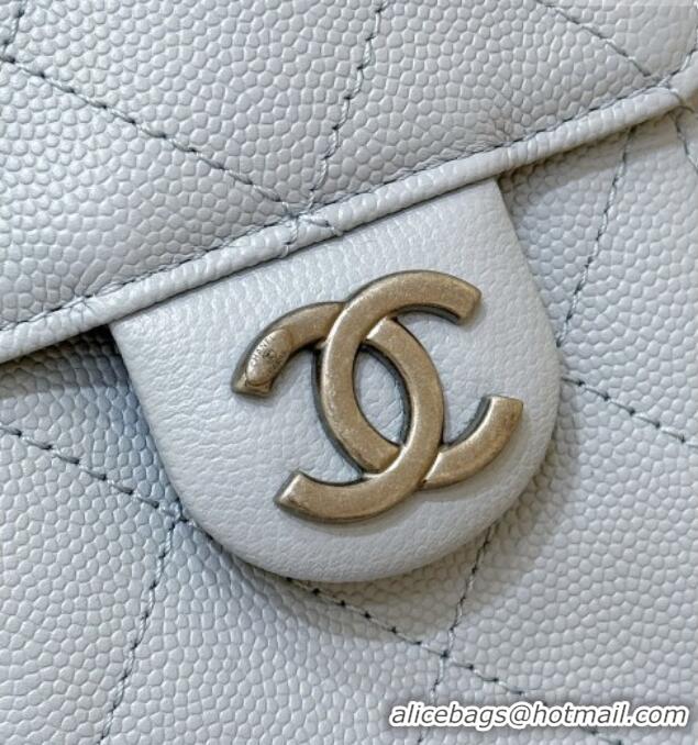 Promotional Chanel 25 Mini Handbag in Grained Calfskin AS5631 Light Blue/Silver 2026 Top Quality