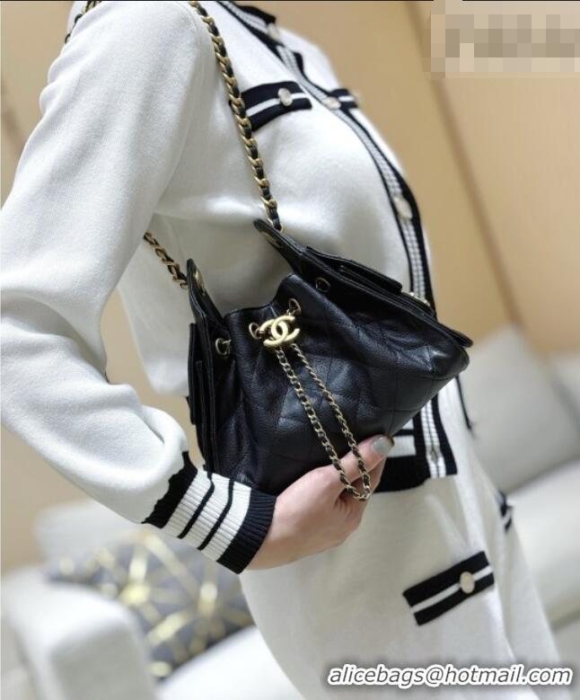 Most Popular Chanel 25 Mini Handbag in Grained Calfskin AS5631 Black/Gold 2026 Top Quality