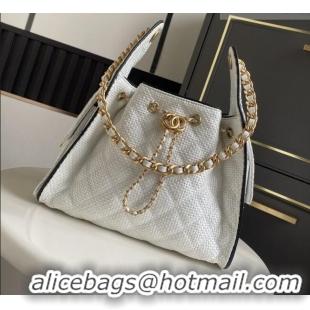 Famous Brand Chanel 25 Small Hobo Handbag in White Braided Raffia AS5293 2026