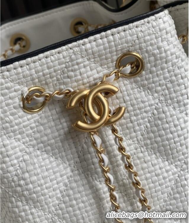 Famous Brand Chanel 25 Small Hobo Handbag in White Braided Raffia AS5293 2026