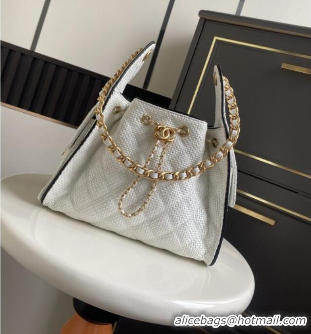Famous Brand Chanel 25 Small Hobo Handbag in White Braided Raffia AS5293 2026