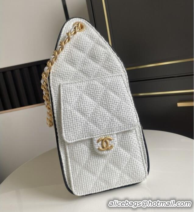 Famous Brand Chanel 25 Small Hobo Handbag in White Braided Raffia AS5293 2026