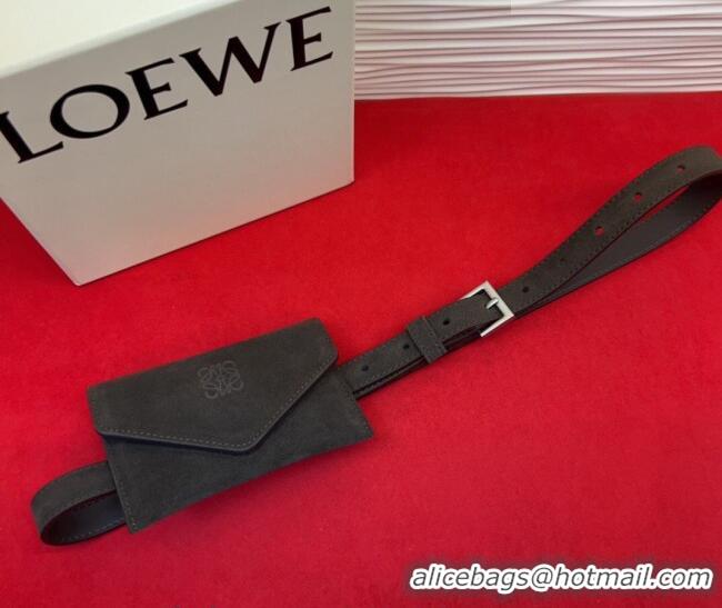Top Design Loewe Anagram Pouch Belt 2cm in Suede LW031702 Dark Brown 2026