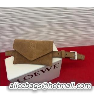 Good Taste Loewe Anagram Pouch Belt 2cm in Suede LW031702 Taupe 2026
