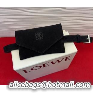 Good Quality Loewe Anagram Pouch Belt 2cm in Suede LW031702 Black 2026