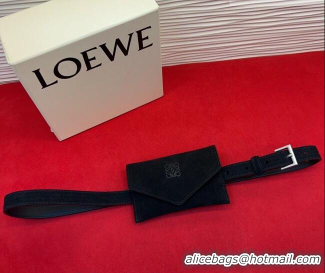 Good Quality Loewe Anagram Pouch Belt 2cm in Suede LW031702 Black 2026