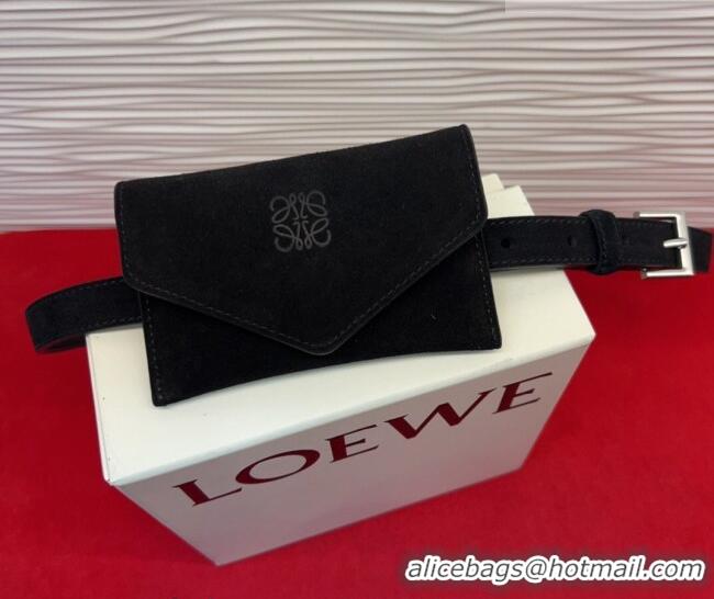 Good Quality Loewe Anagram Pouch Belt 2cm in Suede LW031702 Black 2026