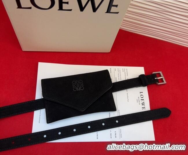 Good Quality Loewe Anagram Pouch Belt 2cm in Suede LW031702 Black 2026