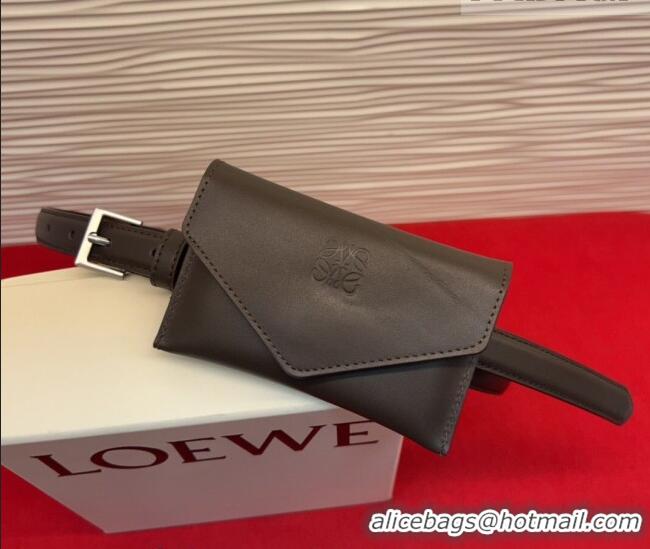 Famous Brand Loewe Anagram Pouch Belt 2cm in Leather LW031702 Dark Brown 2026