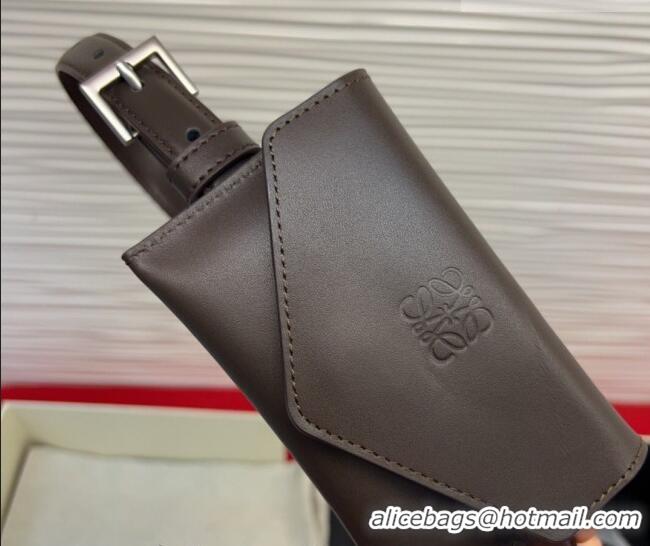 Famous Brand Loewe Anagram Pouch Belt 2cm in Leather LW031702 Dark Brown 2026