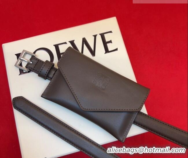 Famous Brand Loewe Anagram Pouch Belt 2cm in Leather LW031702 Dark Brown 2026
