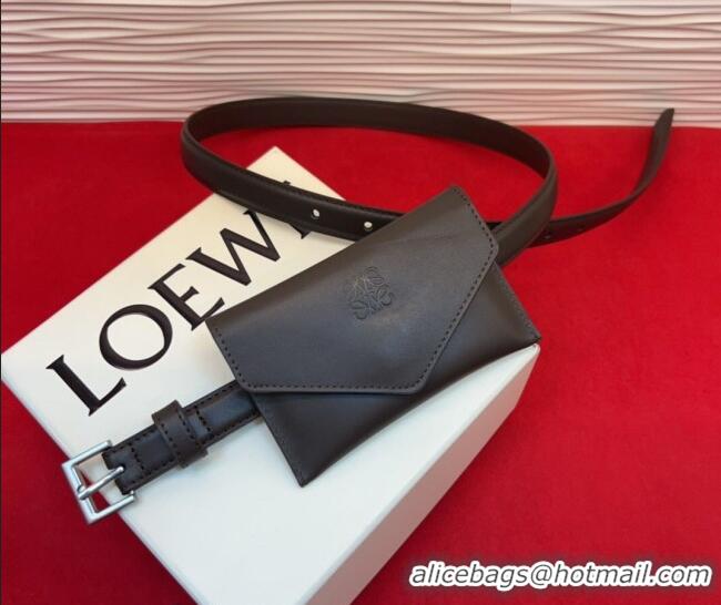 Famous Brand Loewe Anagram Pouch Belt 2cm in Leather LW031702 Dark Brown 2026