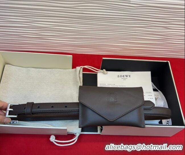 Famous Brand Loewe Anagram Pouch Belt 2cm in Leather LW031702 Dark Brown 2026