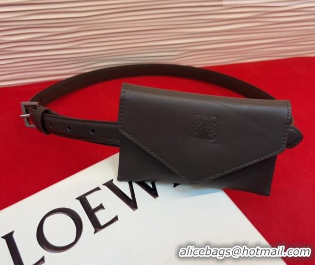 Famous Brand Loewe Anagram Pouch Belt 2cm in Leather LW031702 Dark Brown 2026