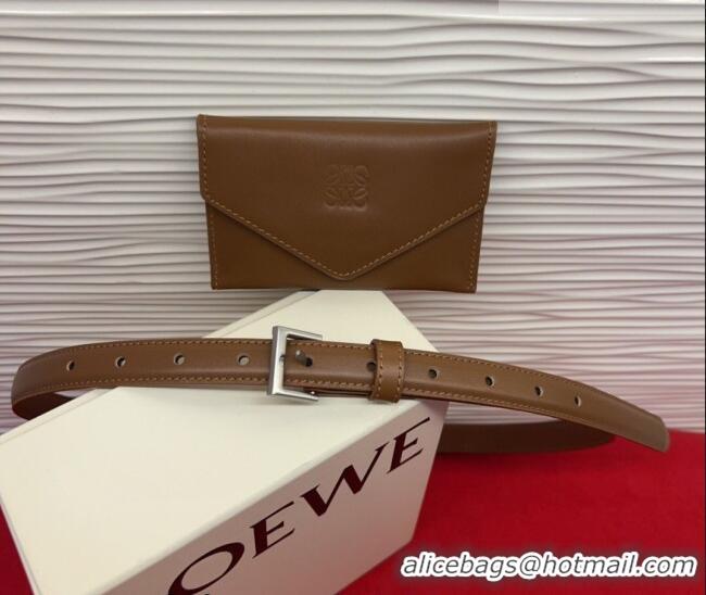 Top Quality Loewe Anagram Pouch Belt 2cm in Leather LW031702 Brown 2026