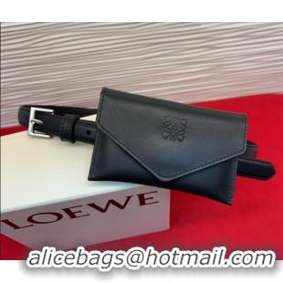 Inexpensive Loewe Anagram Pouch Belt 2cm in Leather LW031702 Black 2026