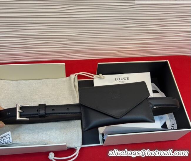 Inexpensive Loewe Anagram Pouch Belt 2cm in Leather LW031702 Black 2026