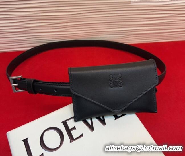 Inexpensive Loewe Anagram Pouch Belt 2cm in Leather LW031702 Black 2026