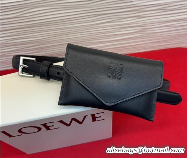 Inexpensive Loewe Anagram Pouch Belt 2cm in Leather LW031702 Black 2026
