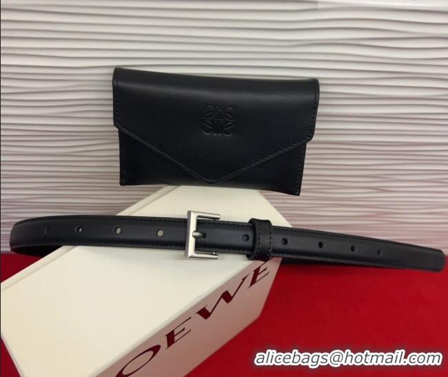 Inexpensive Loewe Anagram Pouch Belt 2cm in Leather LW031702 Black 2026