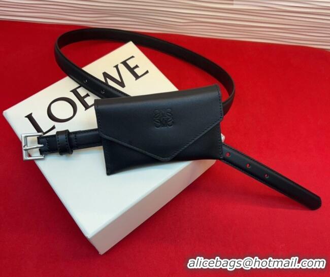 Inexpensive Loewe Anagram Pouch Belt 2cm in Leather LW031702 Black 2026