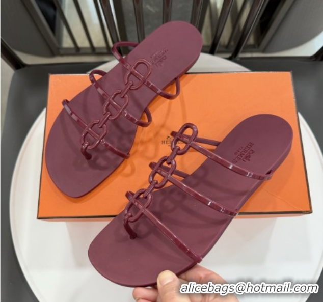 Lower Price Hermes Mykonos Sandals in TPU 6020301 Burgundy 2026