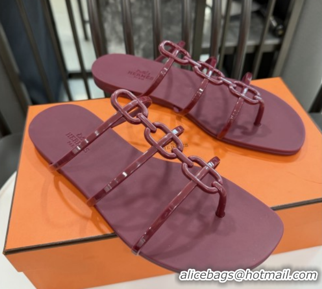Lower Price Hermes Mykonos Sandals in TPU 6020301 Burgundy 2026