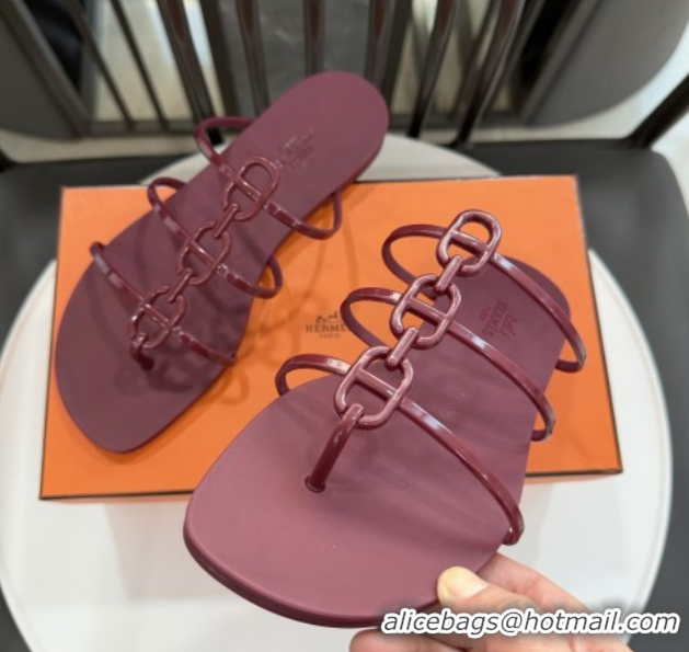 Lower Price Hermes Mykonos Sandals in TPU 6020301 Burgundy 2026