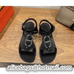 Good Product Hermes Marinella Flat Sandals in Calfskin Leather with Chaine d'Ancre Buckle 0304001 Black 2026
