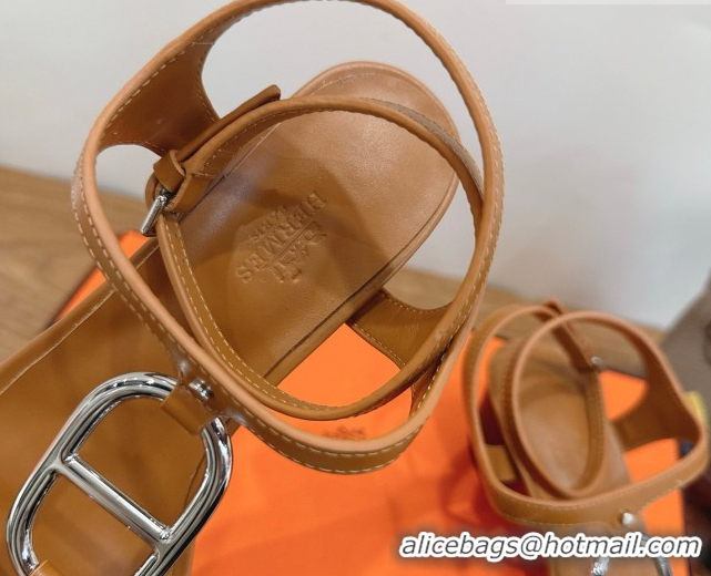 Good Looking Hermes Marinella Flat Sandals in Calfskin Leather with Chaine d'Ancre Buckle 0304001 Brown 2026