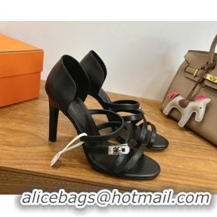Most Popular Hermes Lipstick Heel Sandals 10.5cm with Kelly Buckle in Calfskin Leather 0304007 Black 2026