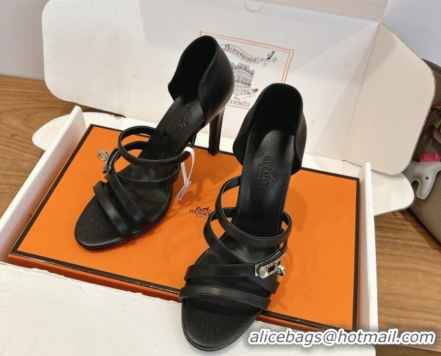 Most Popular Hermes Lipstick Heel Sandals 10.5cm with Kelly Buckle in Calfskin Leather 0304007 Black 2026
