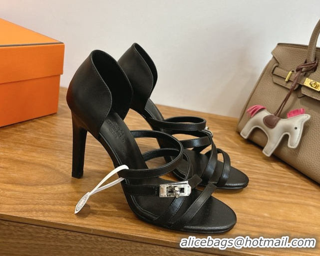 Most Popular Hermes Lipstick Heel Sandals 10.5cm with Kelly Buckle in Calfskin Leather 0304007 Black 2026
