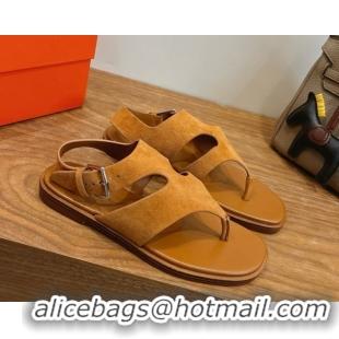 Grade Quality Hermes Karen Flat Thong Sandals in Suede 0304010 Brown 2026