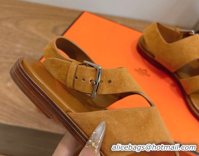 Grade Quality Hermes Karen Flat Thong Sandals in Suede 0304010 Brown 2026