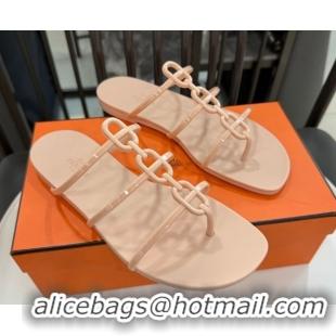 Famous Hermes Mykonos Flat Slides Sandal in TPU with Chaine d'Ancre Nude 2026 0304015