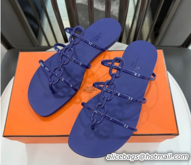 Charming Hermes Mykonos Flat Slides Sandal in TPU with Chaine d'Ancre Purple 2026 0304018